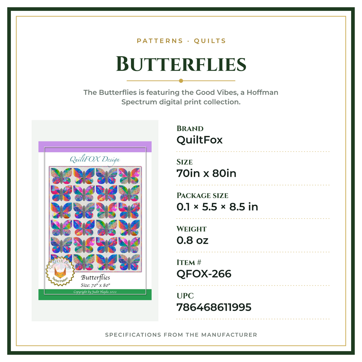 Product Specifications – Butterflies