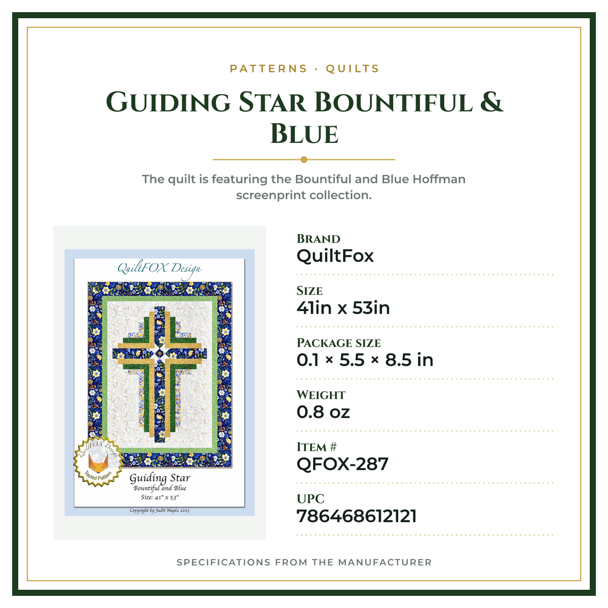 Product Specifications – Guiding Star Bountiful & Blue