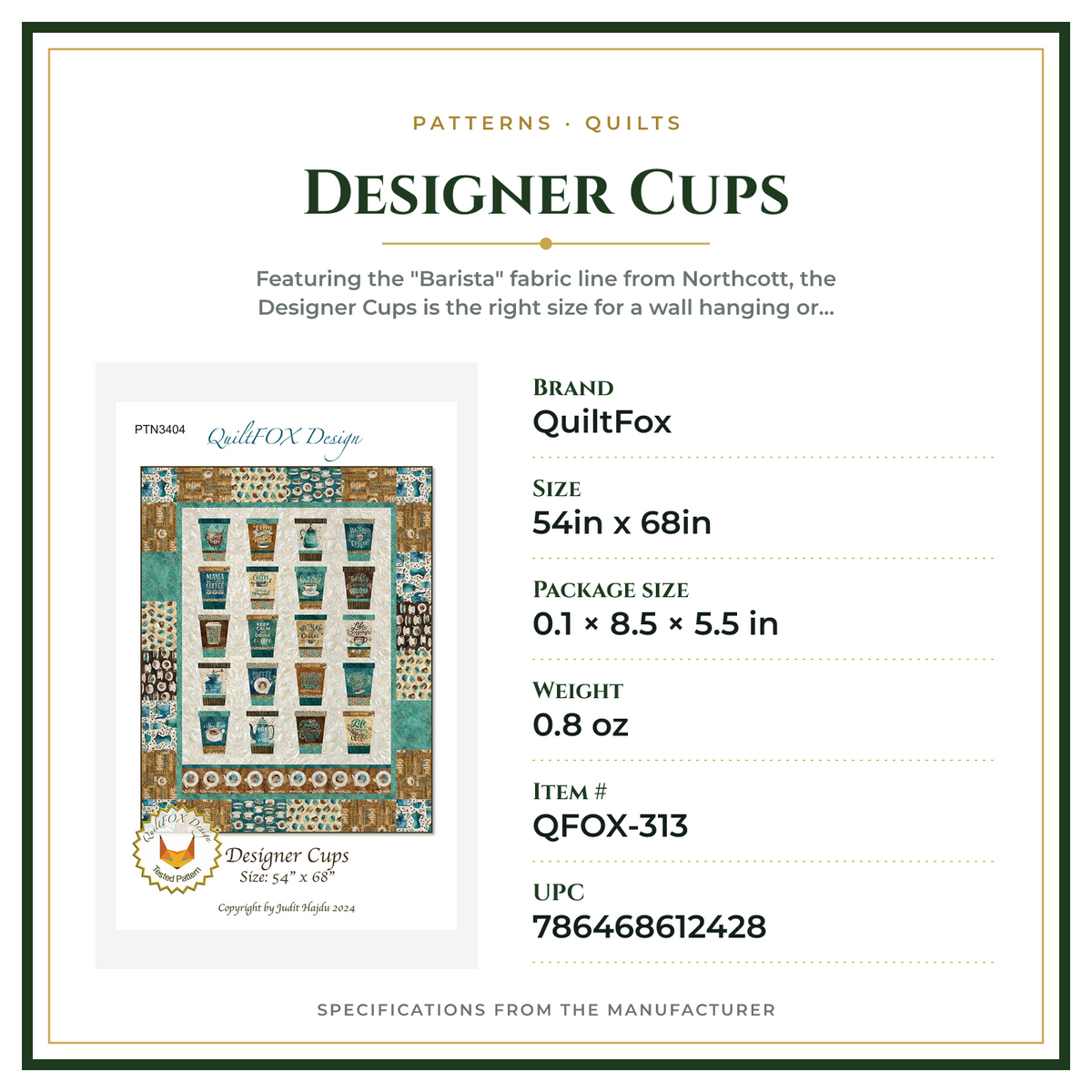 Product Specifications – Designer Cups
