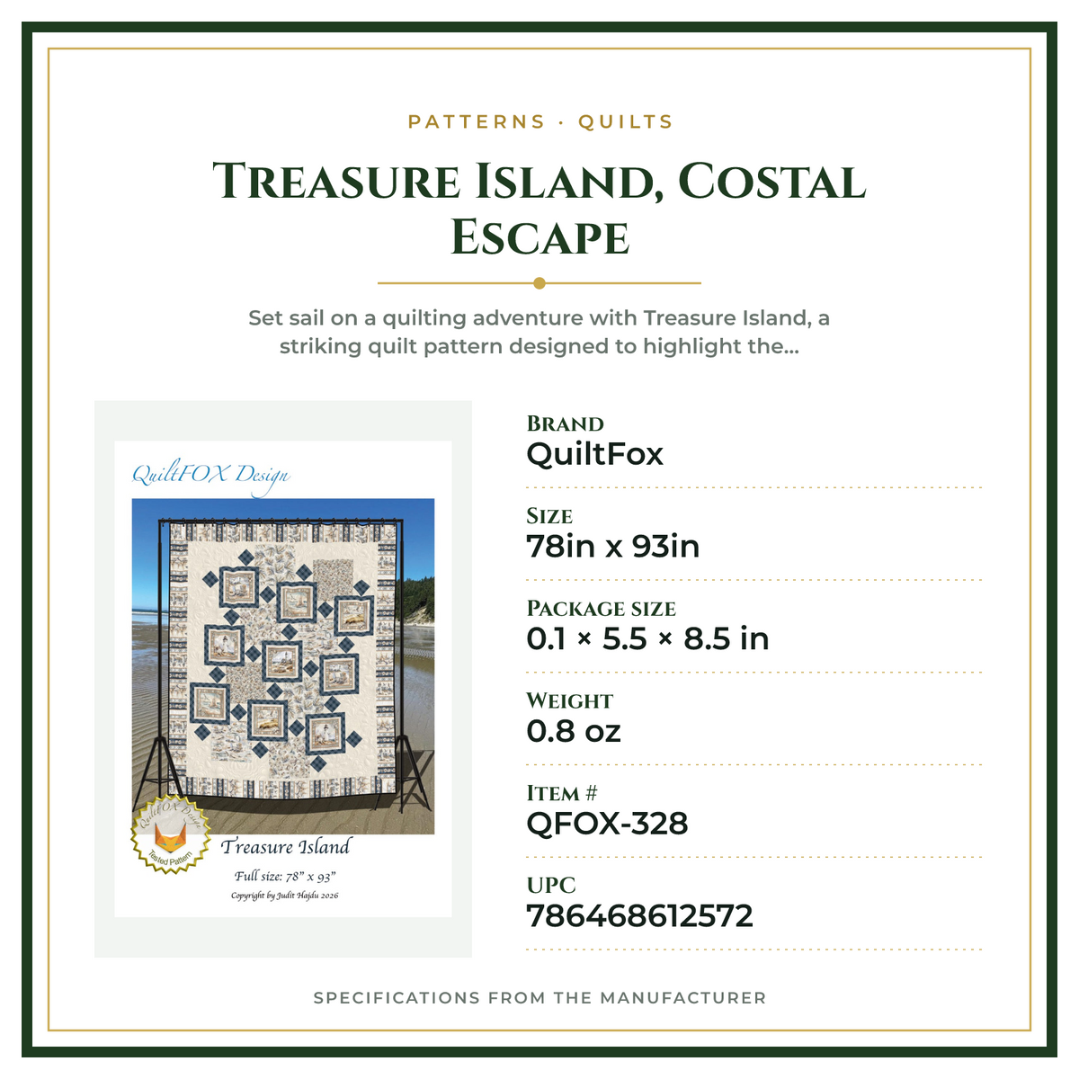 Product Specifications – Treasure Island, Costal Escape