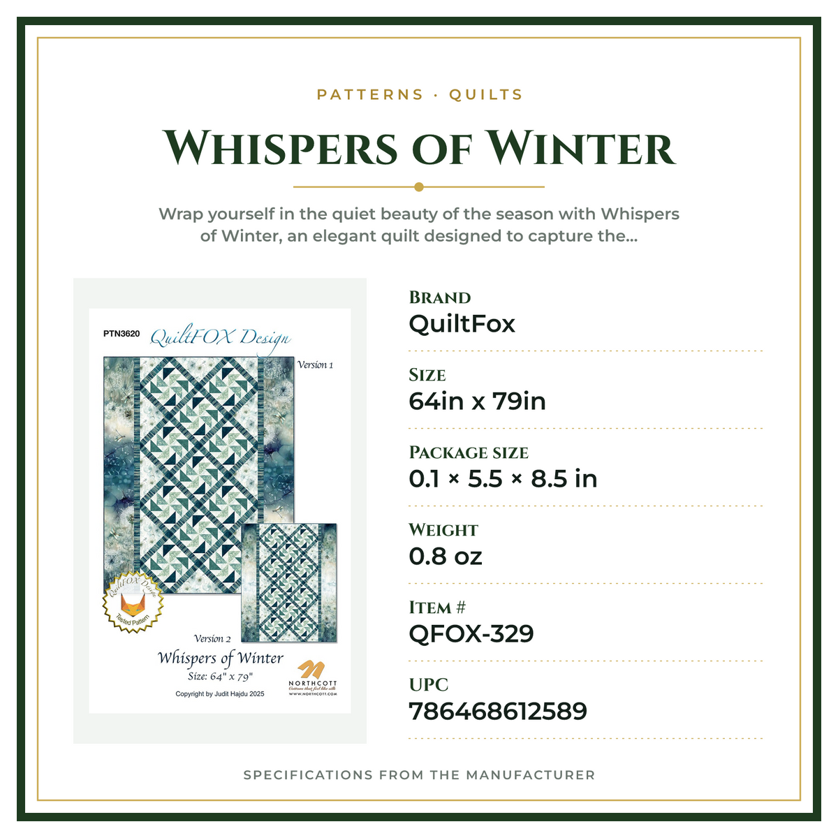 Product Specifications – Whispers of Winter