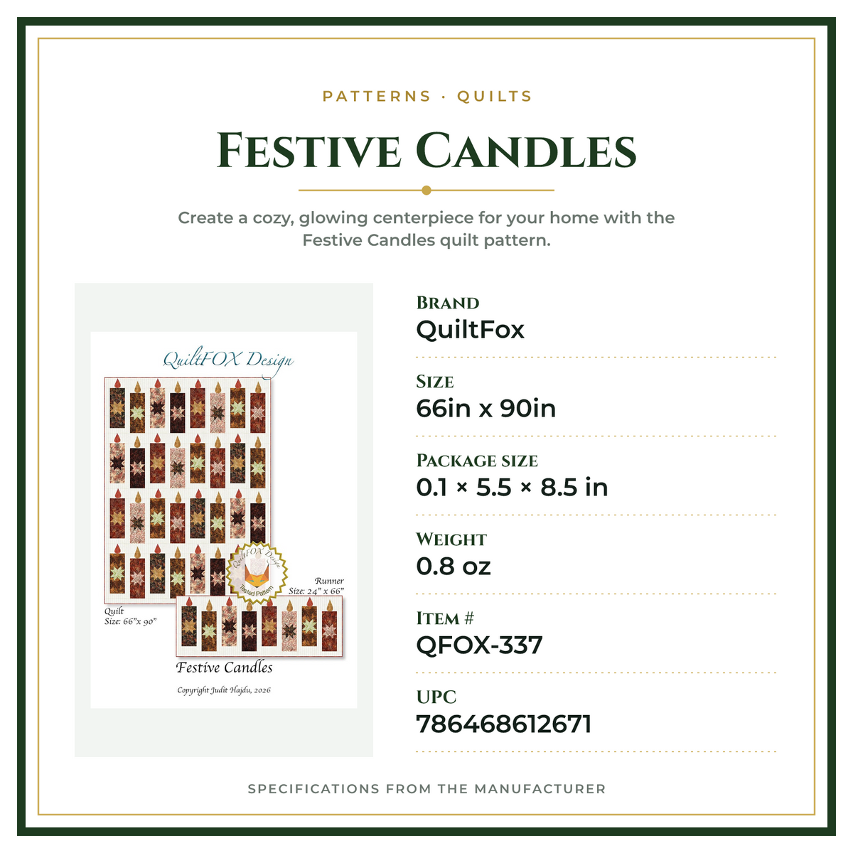 Product Specifications – Festive Candles