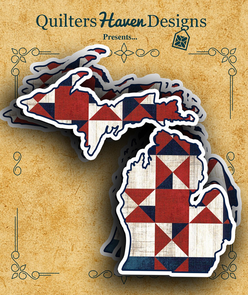 Freedom Quilt Sticker Michigan 6pk