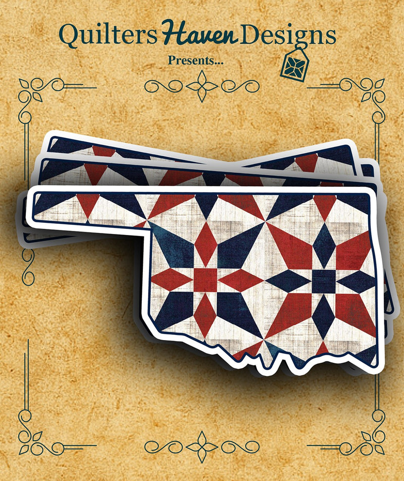 Freedom Quilt Sticker Oklahoma 6pk