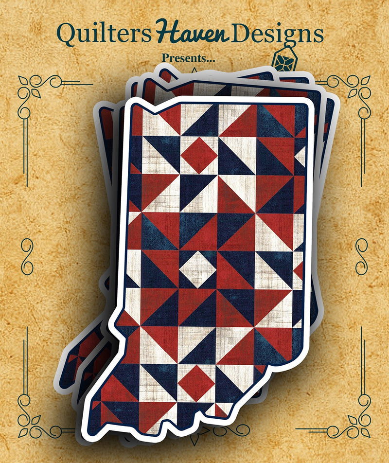 Freedom Quilt Sticker Indiana 6pk