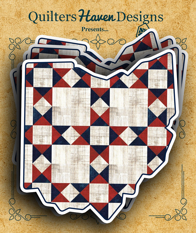 Freedom Quilt Sticker Ohio 6pk