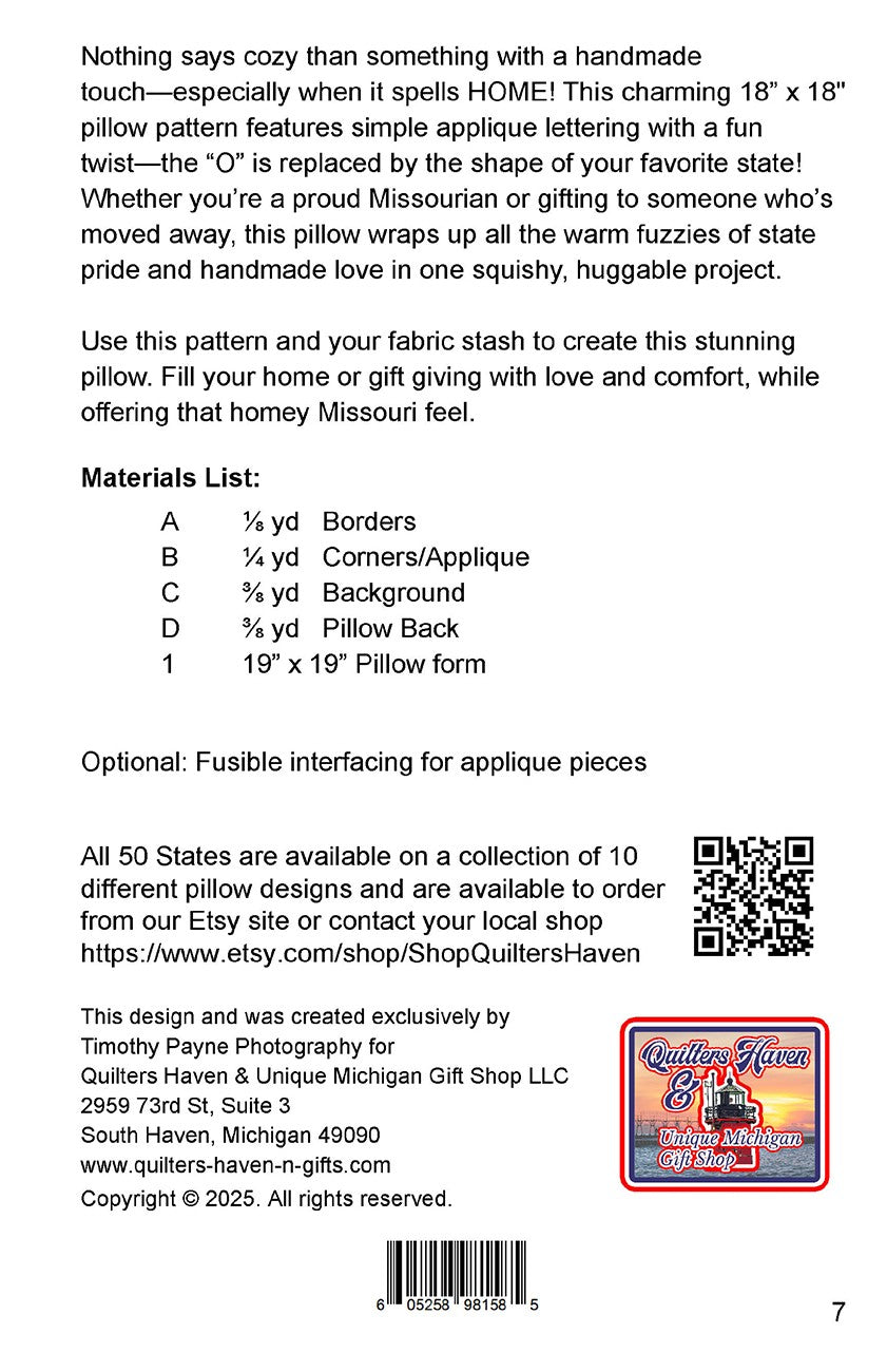 Missouri HOME Pillow Pattern