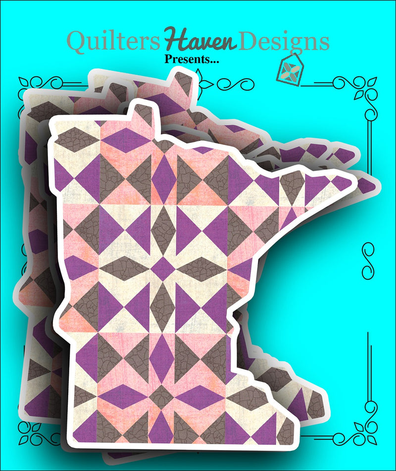 Minnesota Quilt Sticker 6pk