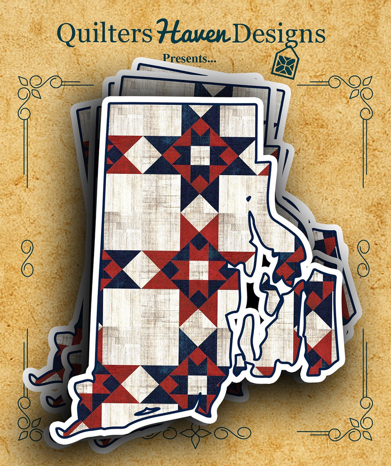 Freedom Quilt Sticker Rhode Island 6pk