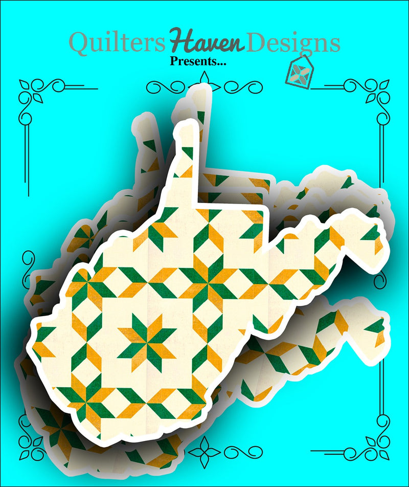 West Virginia Quilt Sticker 6pk