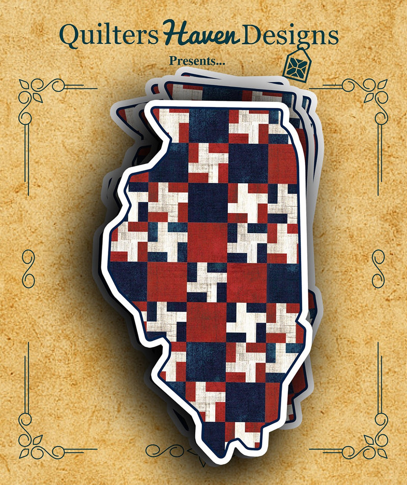 Freedom Quilt Sticker Illinois 6pk