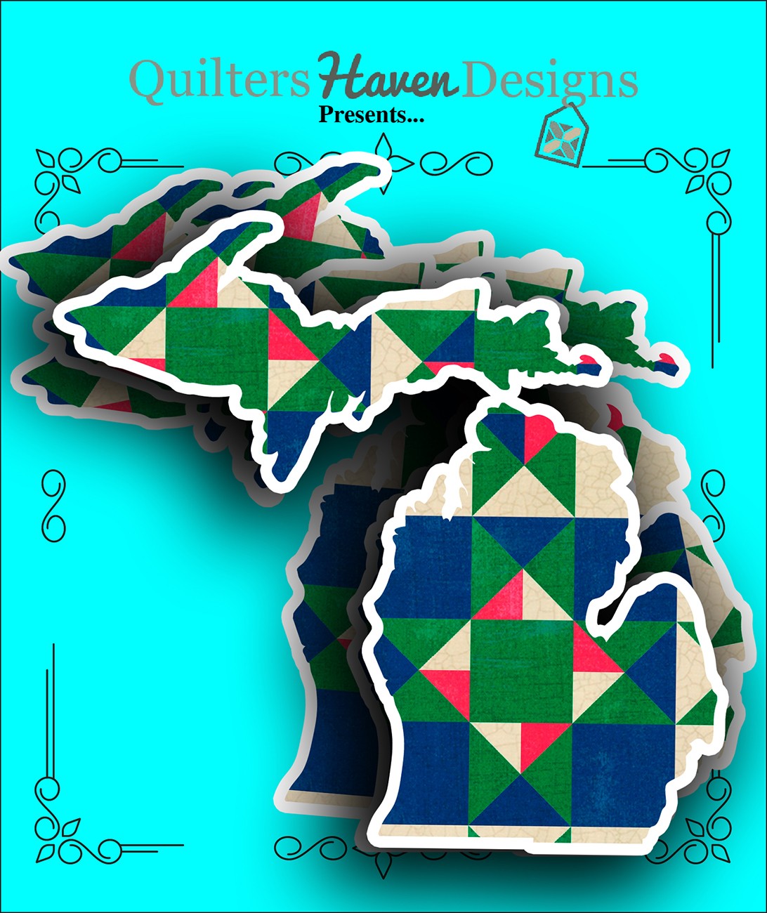 Michigan Quilt Sticker 6pk