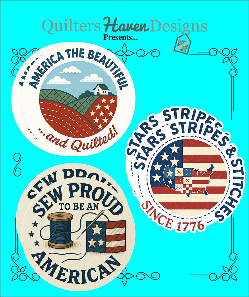 Patriotic Quilter Stickers Set