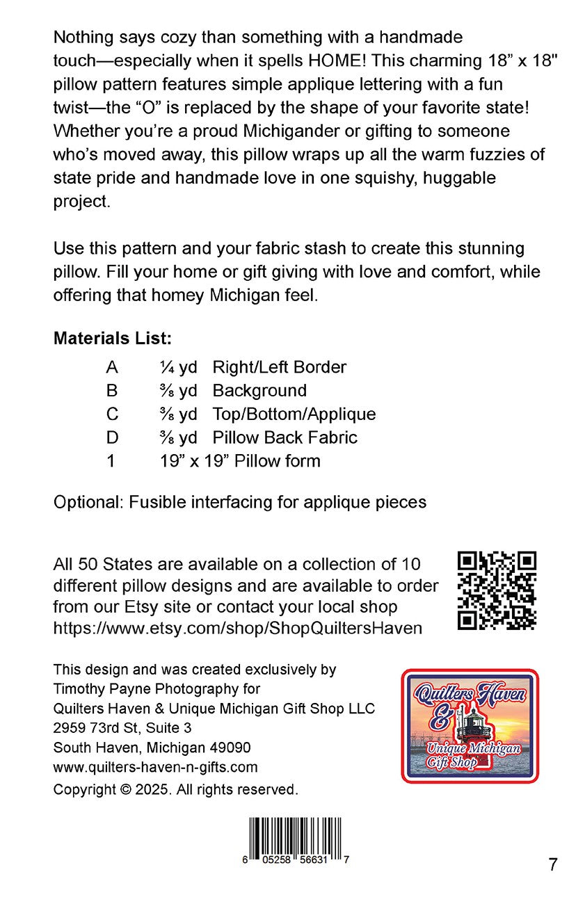 Michigan HOME Pillow Pattern