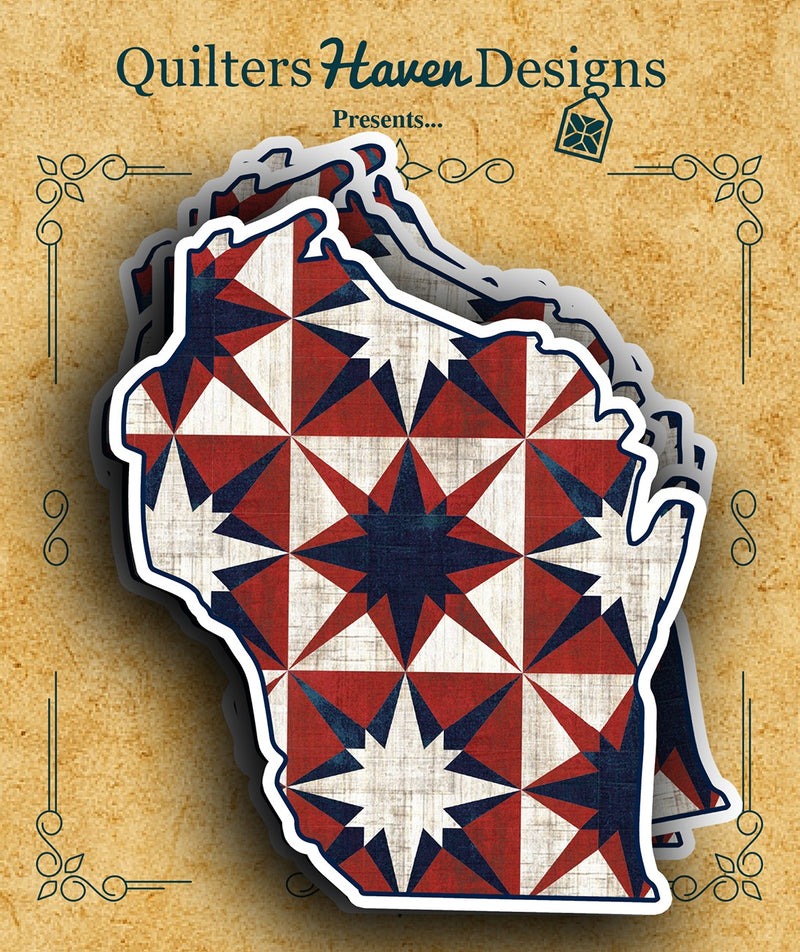 Freedom Quilt Sticker Wisconsin 6pk