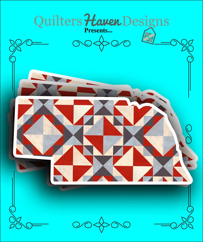 Nebraska Quilt Sticker 6pk