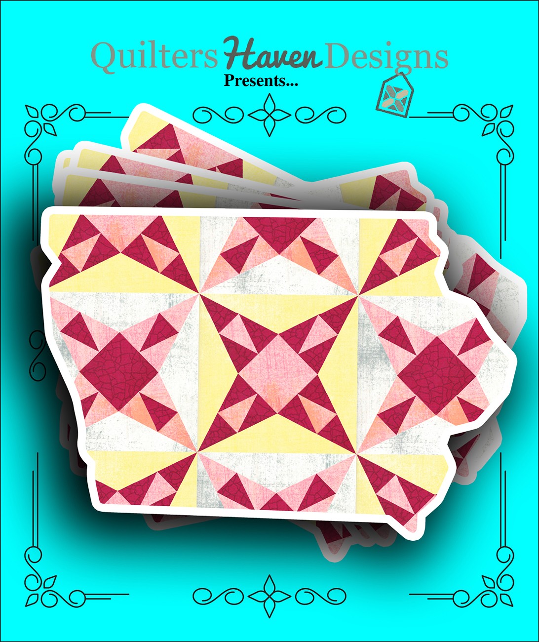 Iowa Quilt Sticker 6pk
