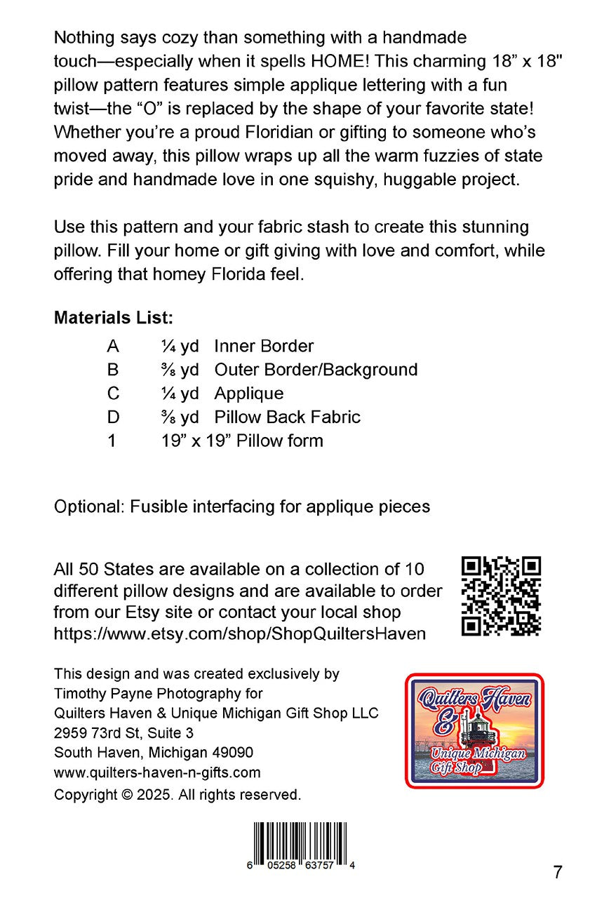 Florida HOME Pillow Pattern