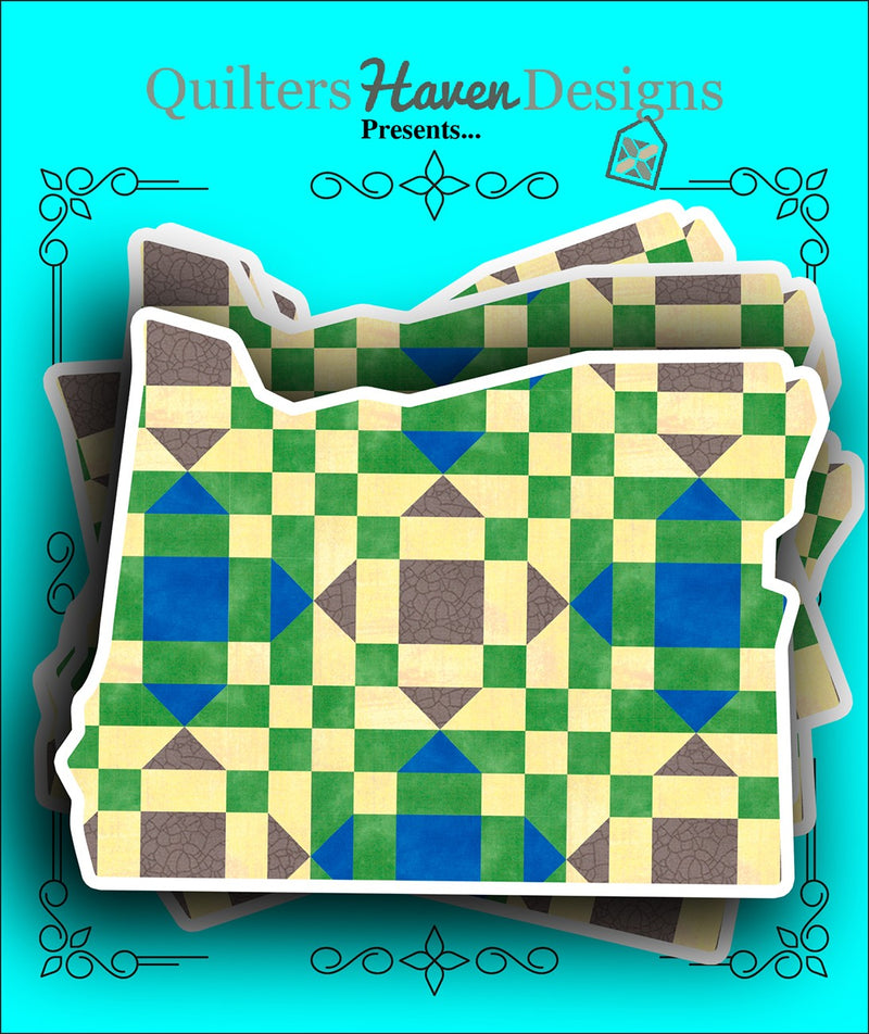 Oregon Quilt Sticker 6pk