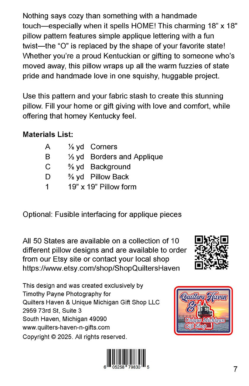 Kentucky HOME Pillow Pattern