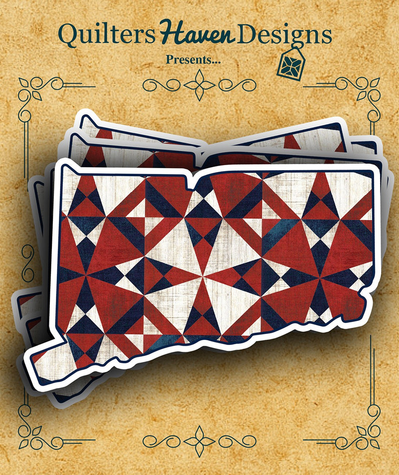 Freedom Quilt Sticker Connecticut 6pk