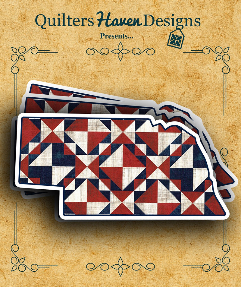 Freedom Quilt Sticker Nebraska 6pk