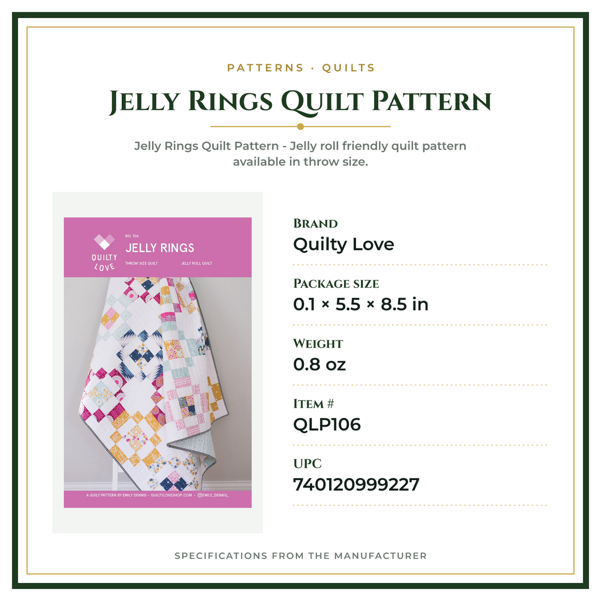 Product Specifications – Jelly Rings Quilt Pattern