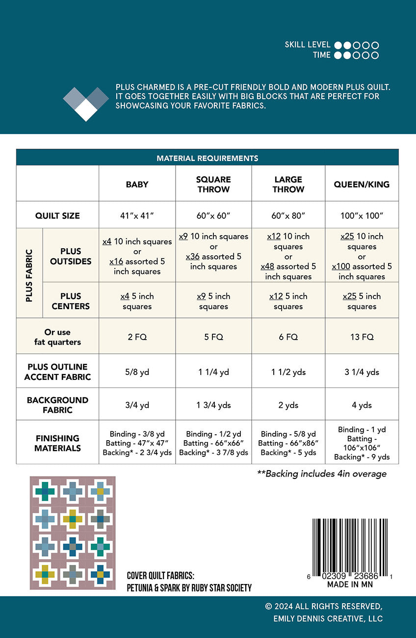 Plus Charmed Quilt Pattern