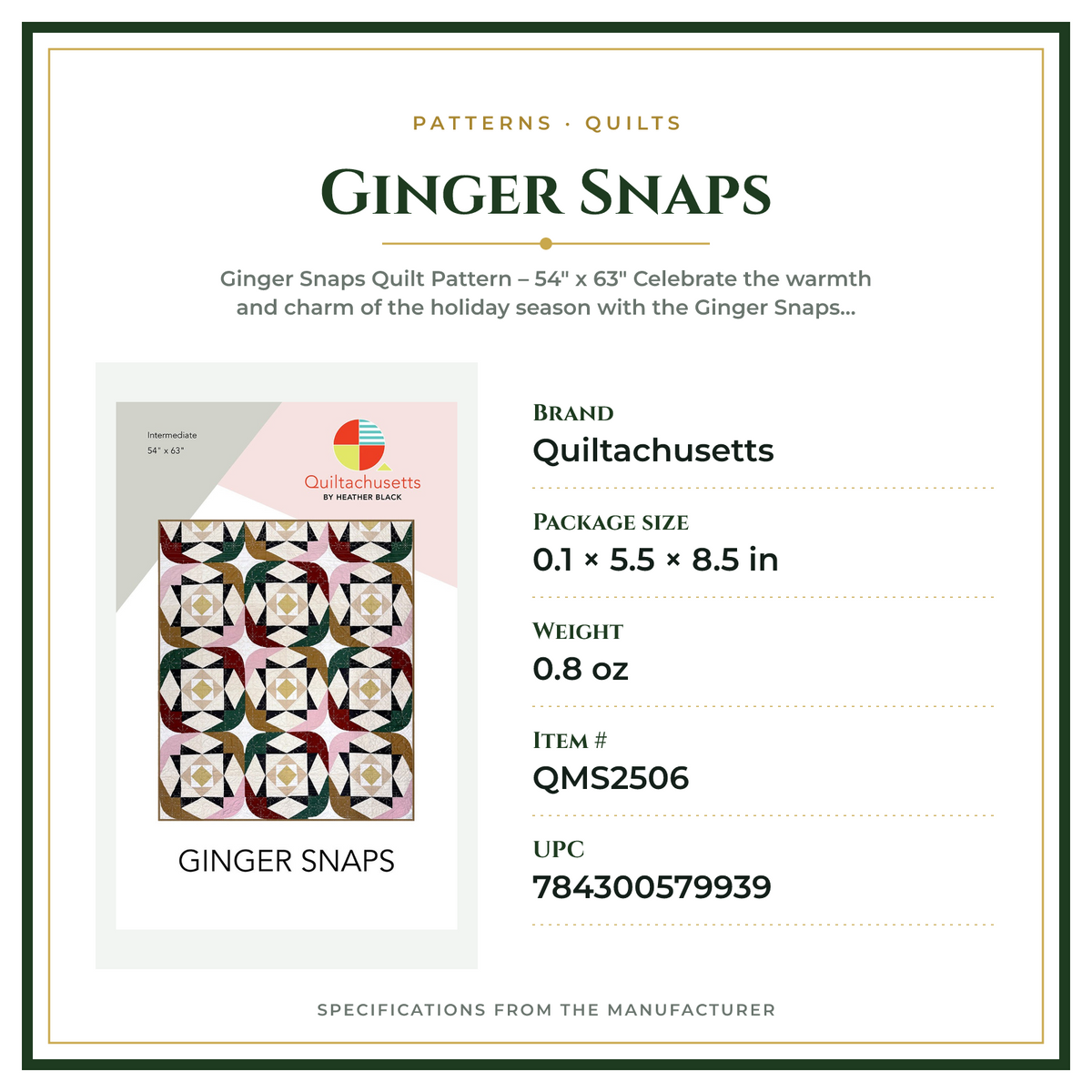 Product Specifications – Ginger Snaps