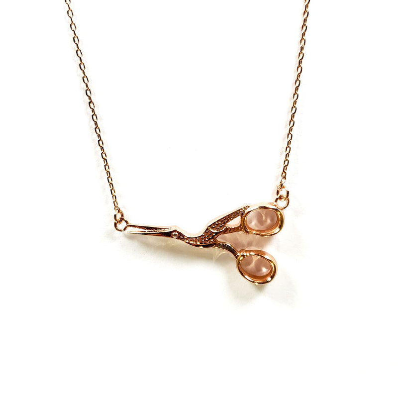 Stork Scissor Necklace Rose