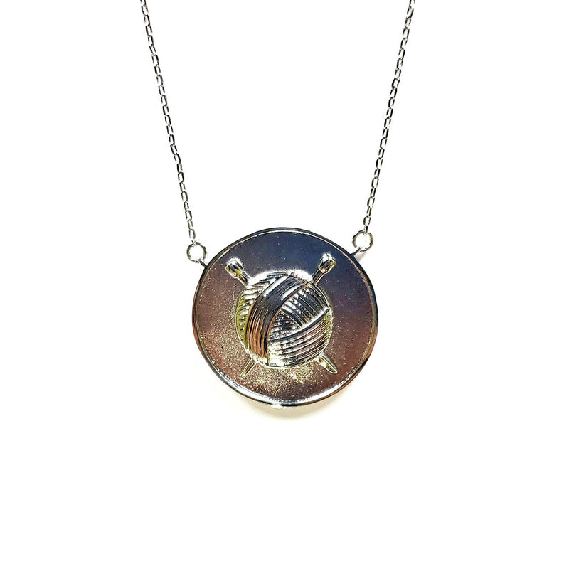 Knit Coin Necklace Silver