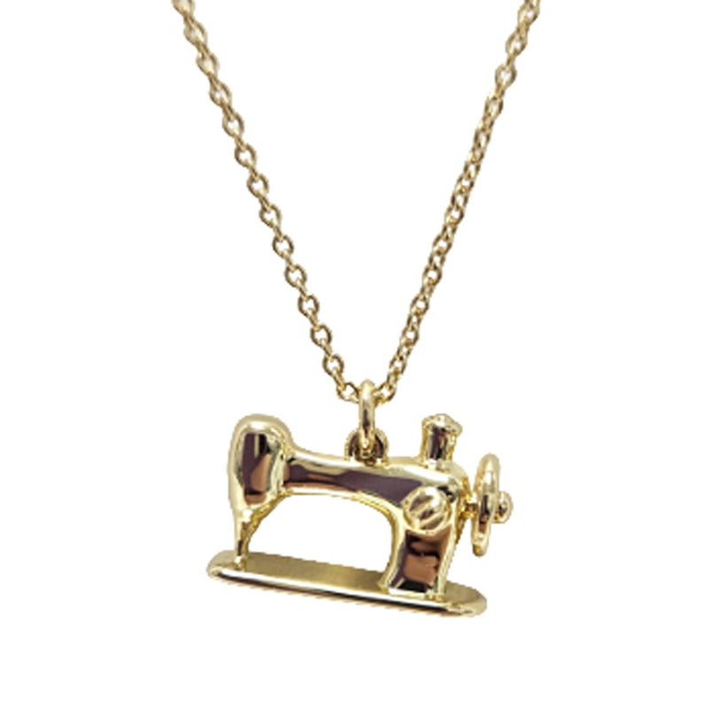 Mini Sewing Machine Necklace Gold