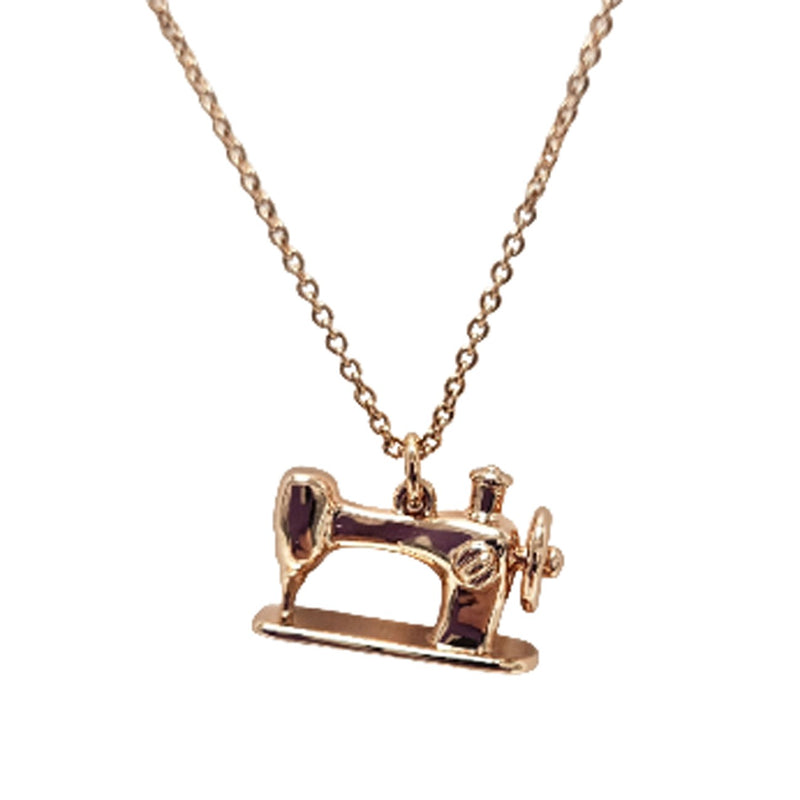 Mini Sewing Machine Necklace Rose Gold