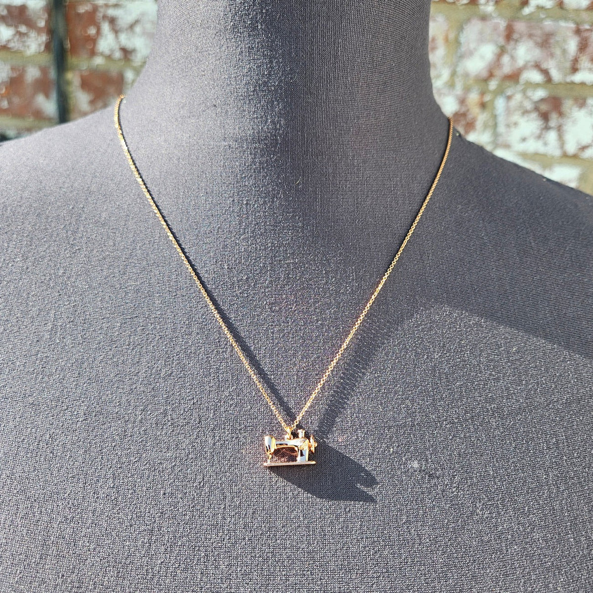 Mini Sewing Machine Necklace Rose Gold