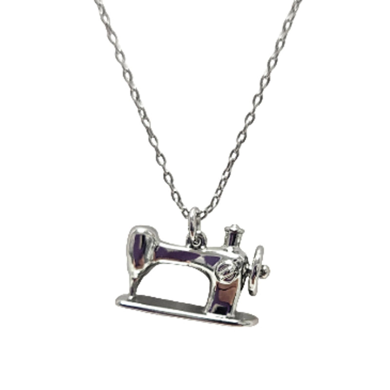 Mini Sewing Machine Necklace Silver