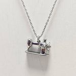 Mini Sewing Machine Necklace Silver