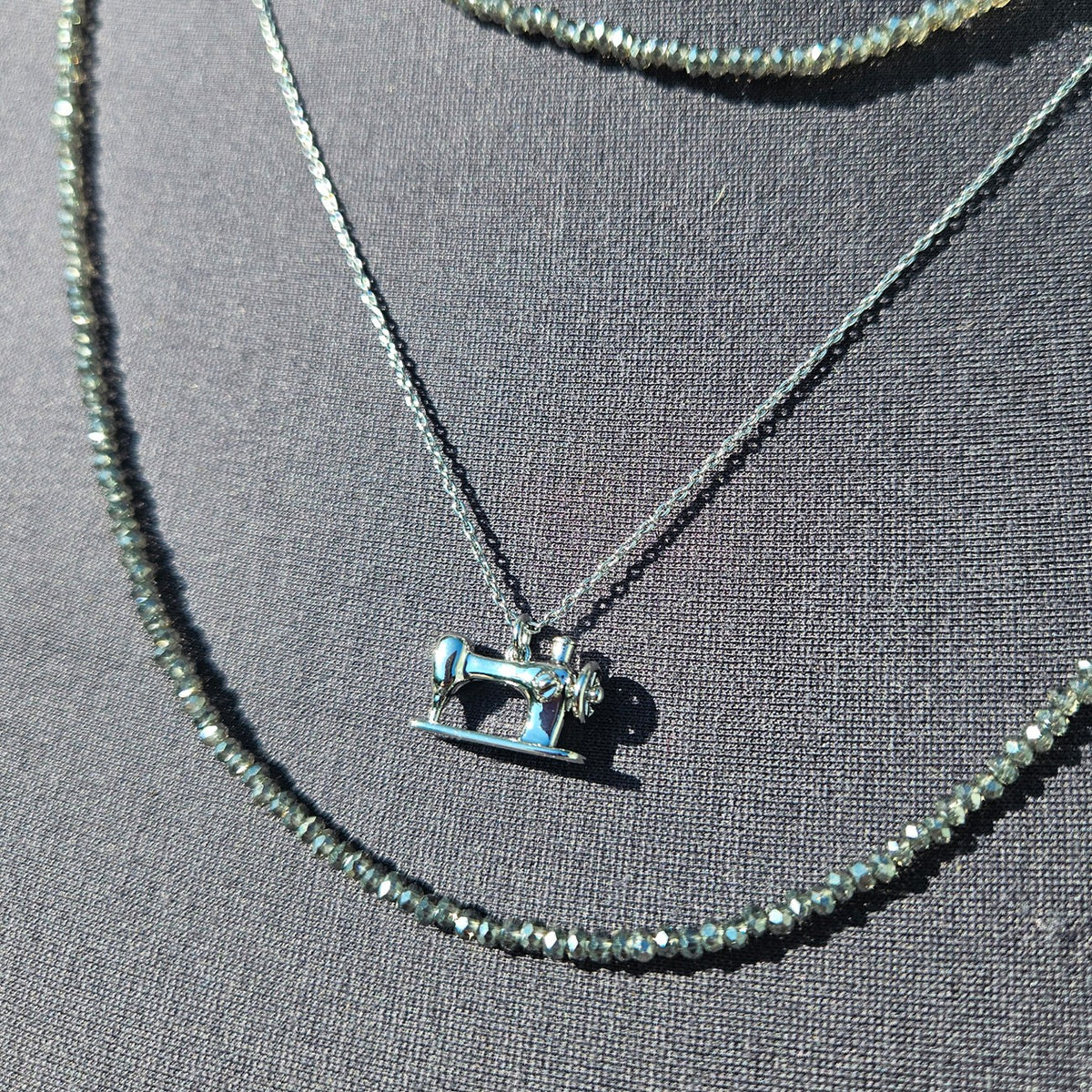 Mini Sewing Machine Necklace Silver