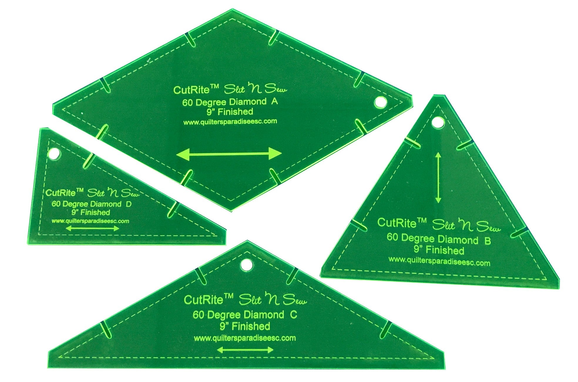 Slit N Sew Diamond 60 Degree Template 9in Finished