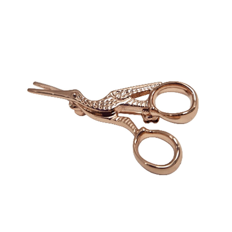 Stork Scissor Brooch Pin Rose Gold