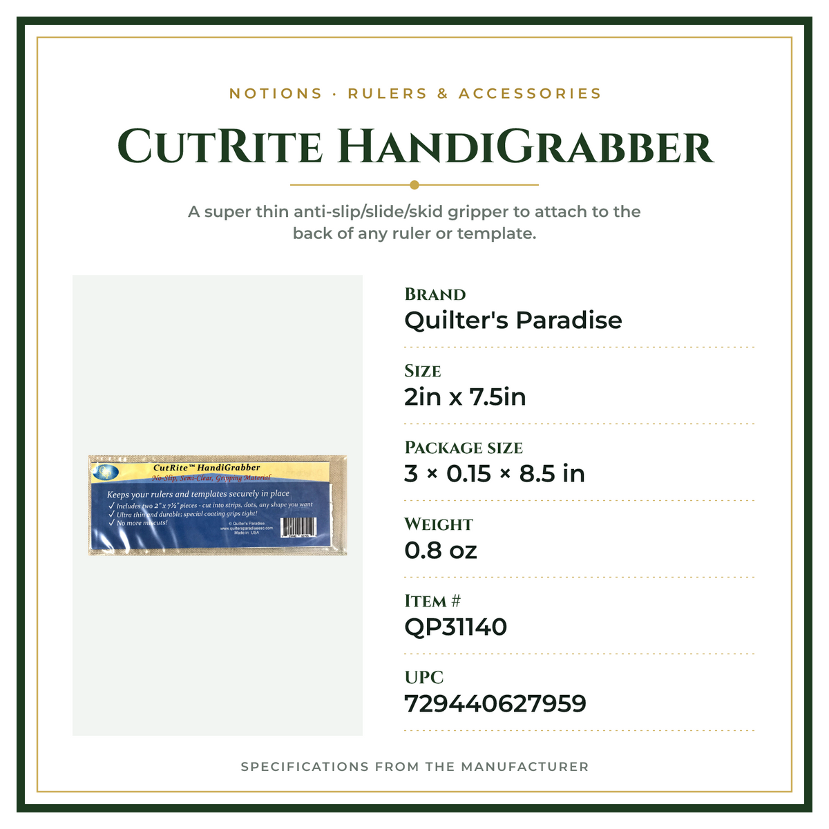 Product Specifications – CutRite HandiGrabber