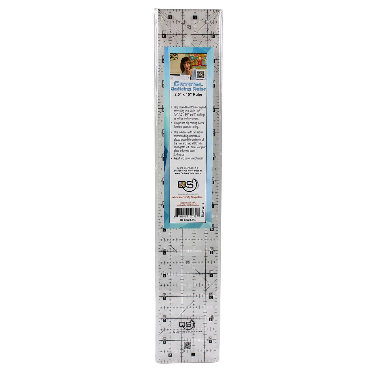 Quilters Select 2-1/2in x 15in Crystal Non-Slip Ruler