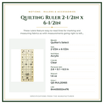 Product Specifications – Quilting Ruler 2-1/2in x 6-1/2in