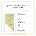Product Specifications – Quilter's Select Tri/Square 3 In 1 Combo Ruler