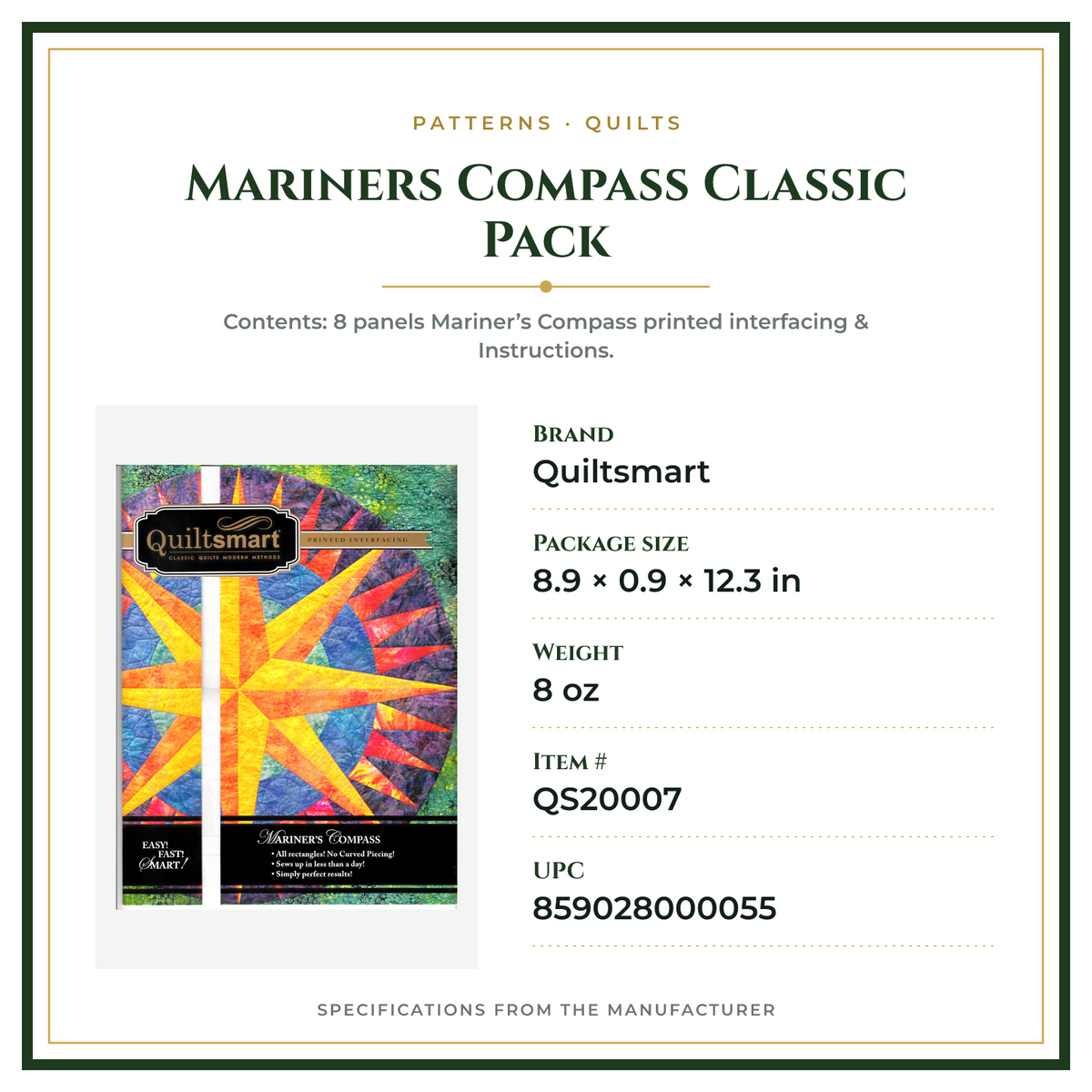Product Specifications – Mariners Compass Classic Pack