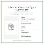 Product Specifications – 5 Precut Christian Quilt Squares 5in