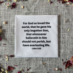 5 Precut Scripture Quilt Squares Printed with John 3:16 5in