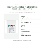 Product Specifications – Quilters Select Print & Piece Fuse Lite 8-1/2in x 11in 25pk