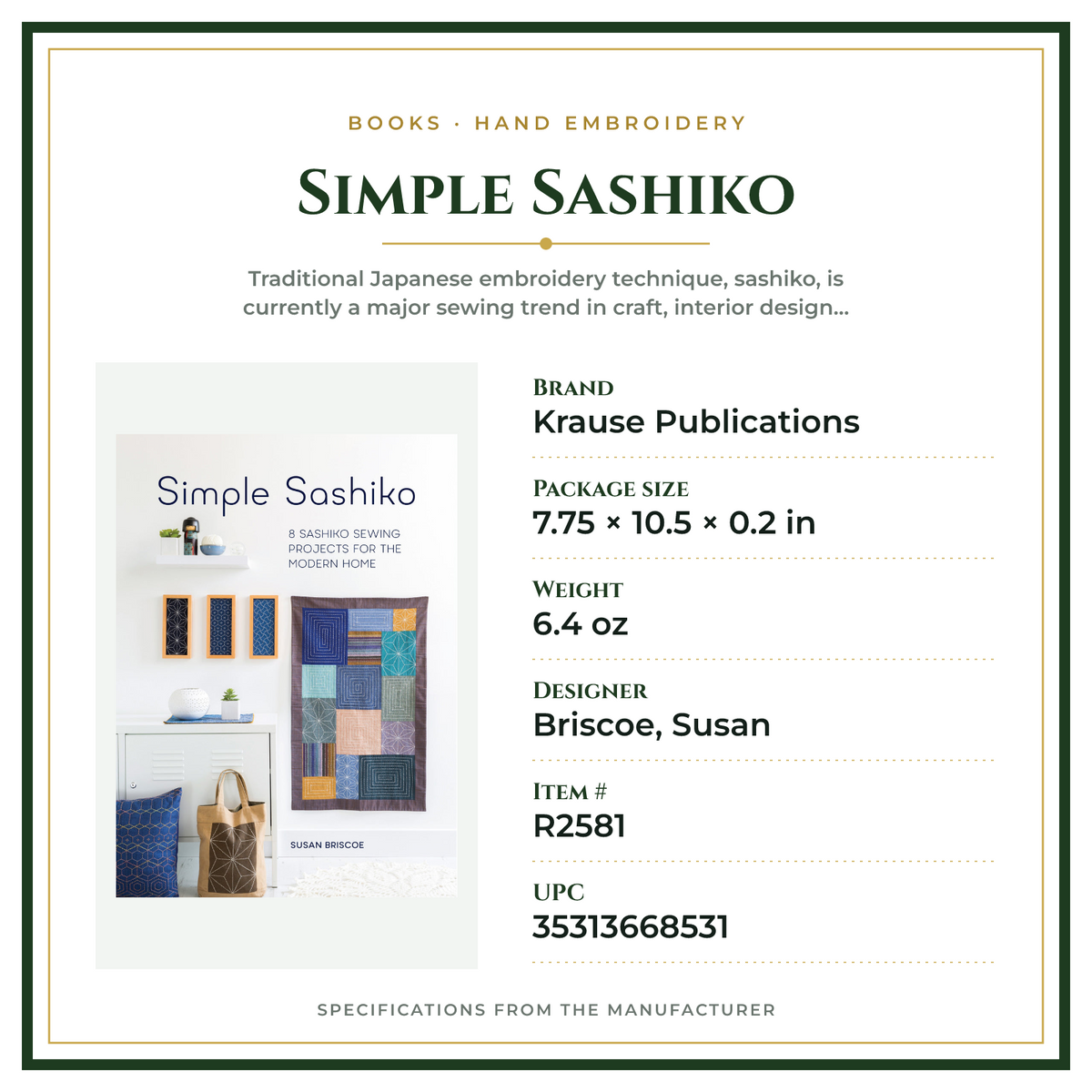 Product Specifications – Simple Sashiko
