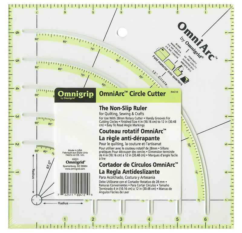 Omnigrip OmniArc Circle Cutter Ruler 8in Square