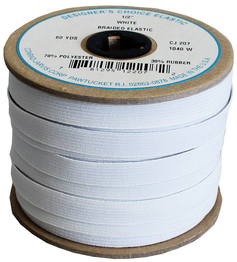 Braid Elastic 1/2in x 60yd. White